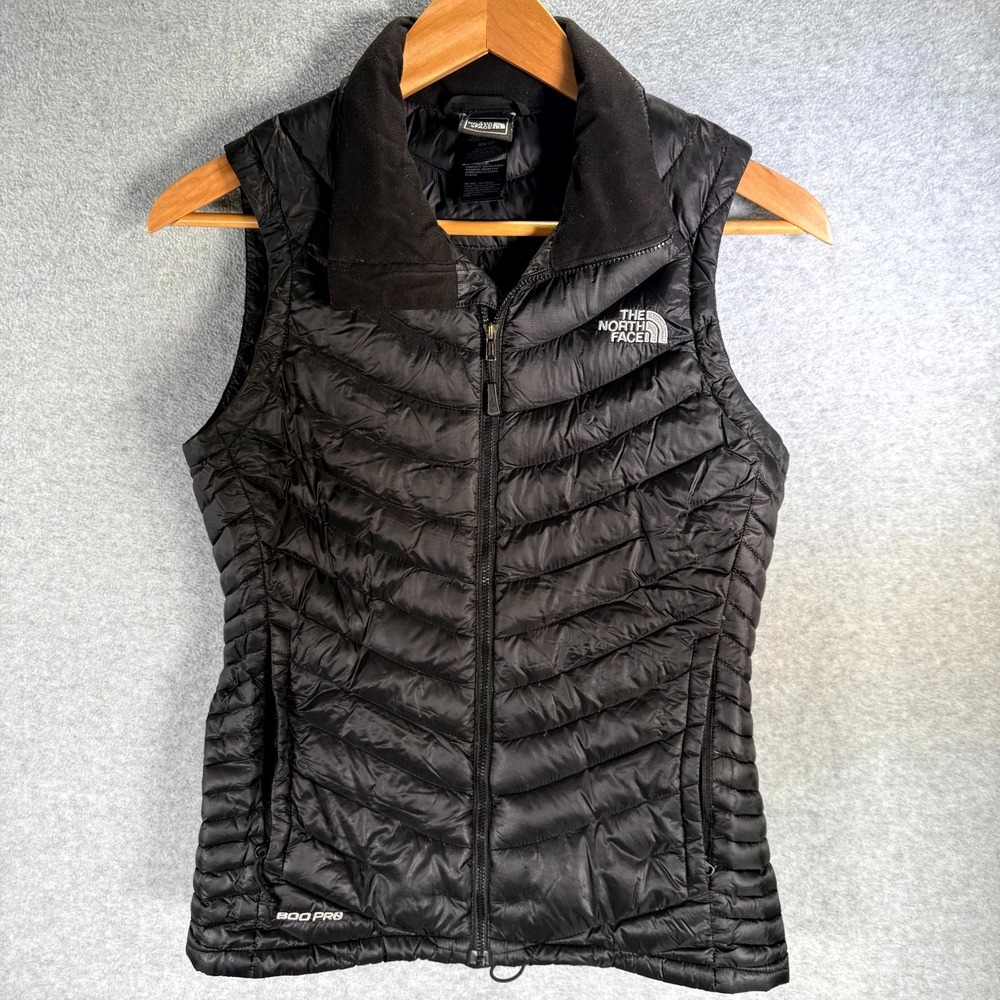 The North‎ Face Goose Down 800 Pro Puffer Vest Womens XS Black Full Zip Collared